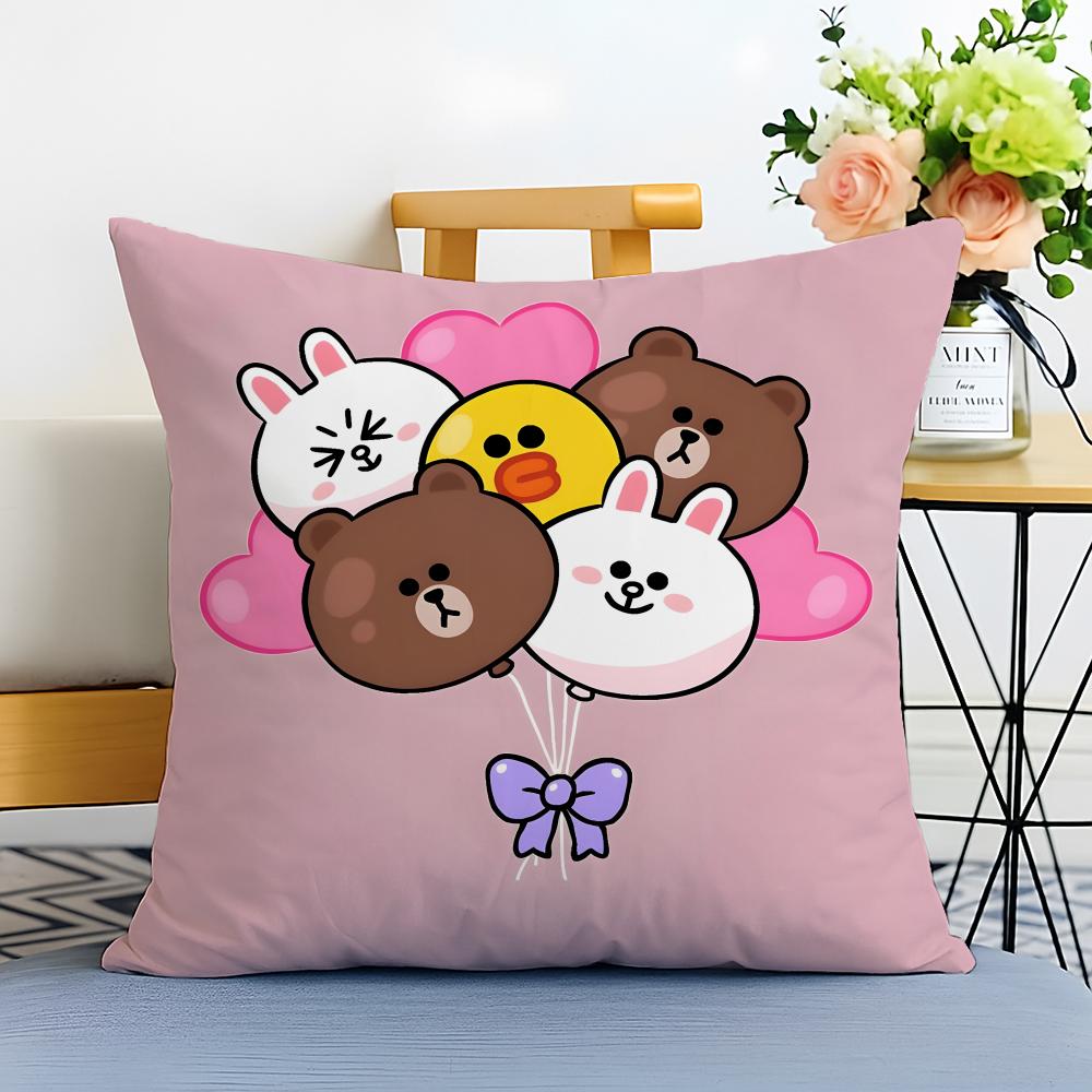 LLine Friends Puppy Cushion Cover Washable Linen Pillowcase Soft for Sofa Bed Cozy Home Room Decor