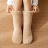 1 Pair Winter Warm Women Floor Socks Solid Color Plush Soft Non-slip Home Thickened Thermal Carpet Sock