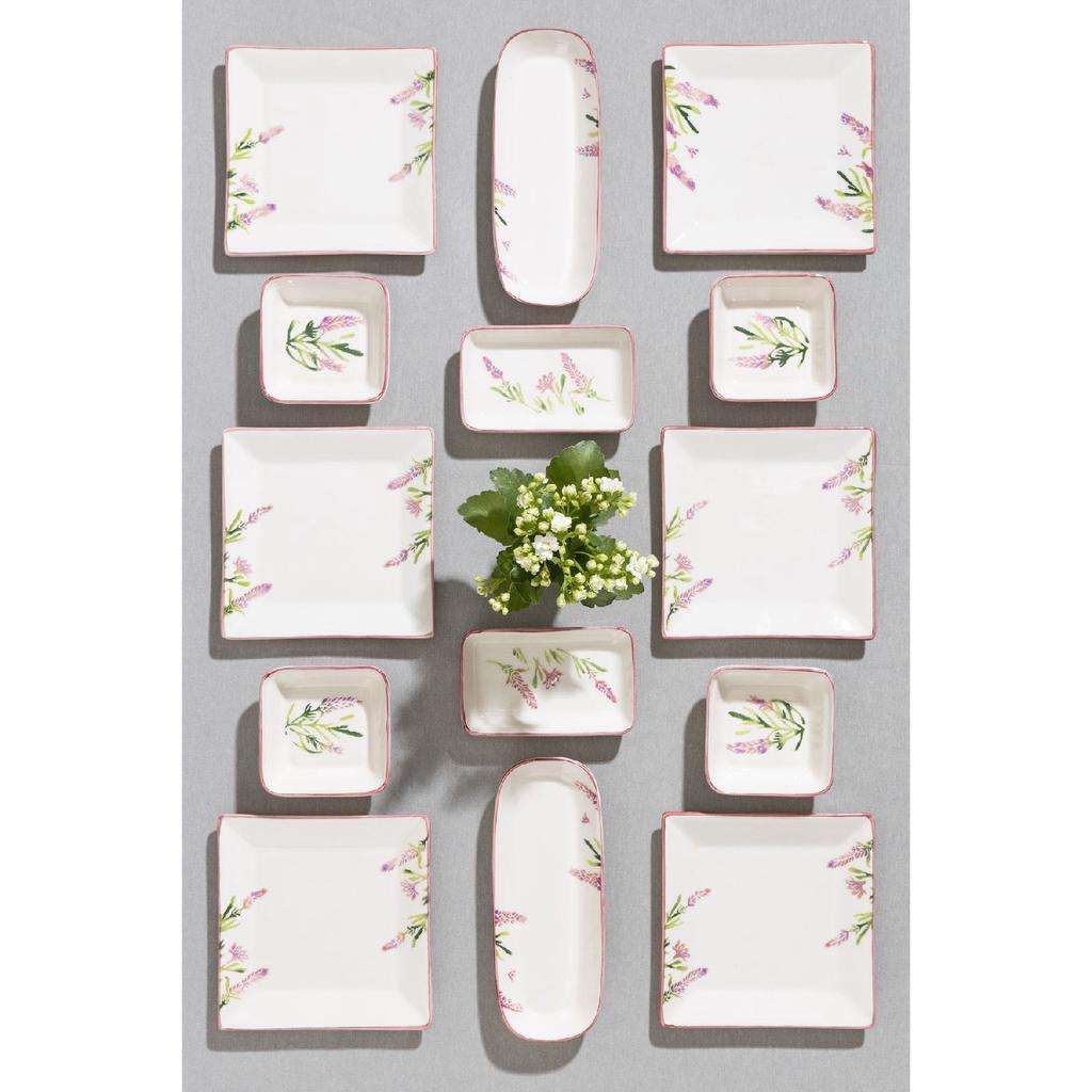 Breakfast Set 14 Pieces For 6 Persons Lavender Hand Decoration