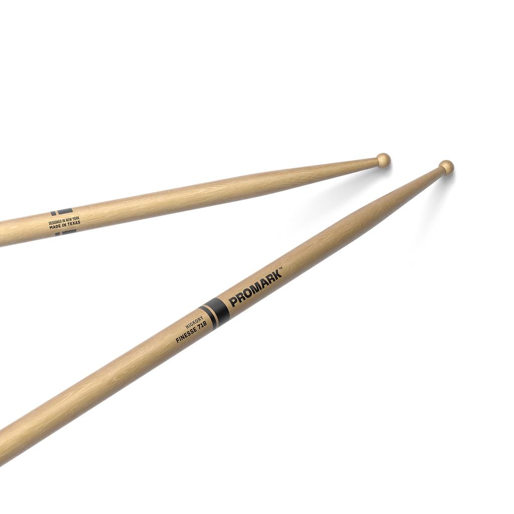 PROMARK Hickory "Acid Jazz" Wood Tip Drumsticks, TX718W (412 X 14mm)