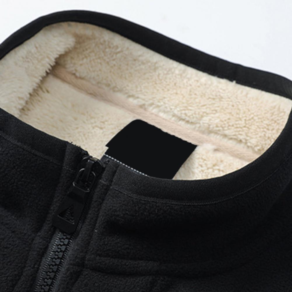 Осенне-зимний мужской жилет с воротником-стойкой, застежкой-молнией, толстый плюшевый, теплый, ветрозащитный, однотонный, мягкий, большого размера кардиган