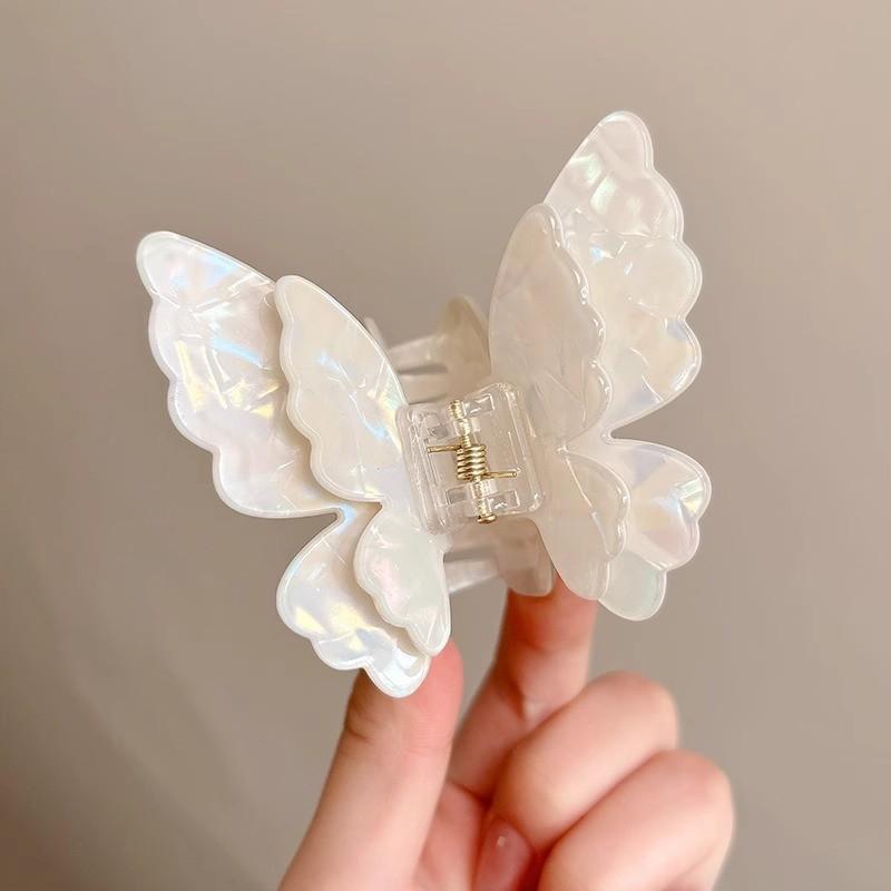 Colorful Butterfly Hair Clip for Women Sweet Flower Frangipani Hair Claw Clips Acetic Acid Hair Accessories Ponytail