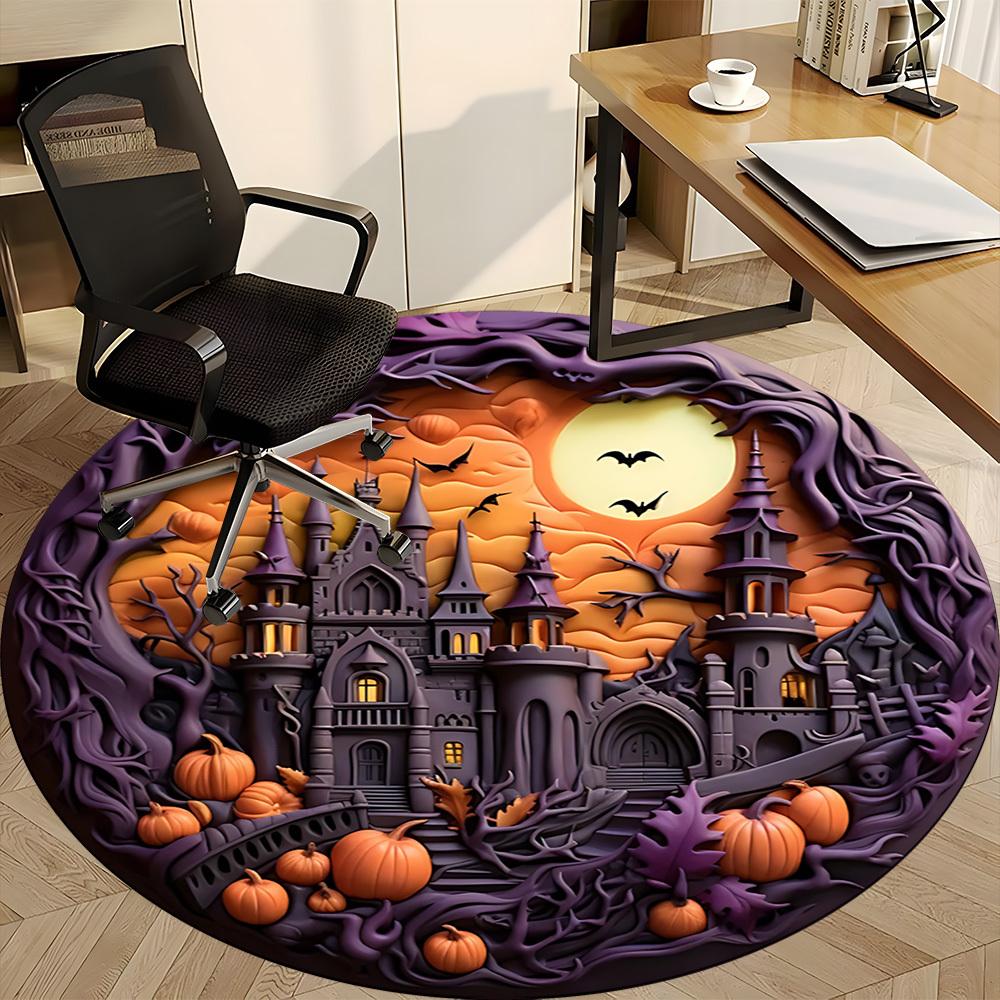 1PC Halloween Castle Chair Carpet for Office Non-Slip, Lightweight, Machine Washable Rug for Office, Sleeping, Room - Holiday Decoryy251009118