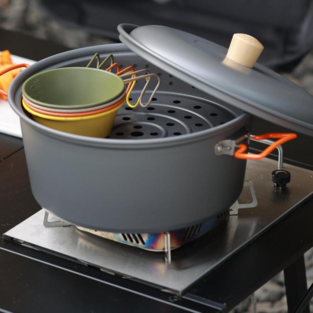 Camping Cookware Pot Tableware Saucepan Lightweight Outdoor Pots Pan Steamer for Hiking