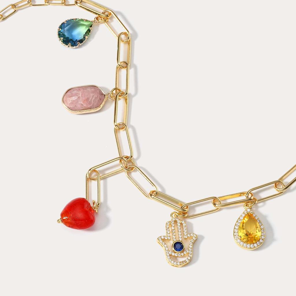 2024 весенне-летнее новое 18-каратное настоящее золото с гальваническим цирконием, легкое роскошное ожерелье, женское модное темпераментное ожерелье