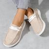 Summer Women's Outdoor Footwear Lace Up Loafer Shoes Casual Canvas Lightweight Slip On Shoes Flat-bottomed Lace-up Loafers for Four Seasons