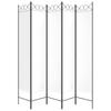 5 Piece White Folding Screen 200 x 200 cm Fabric