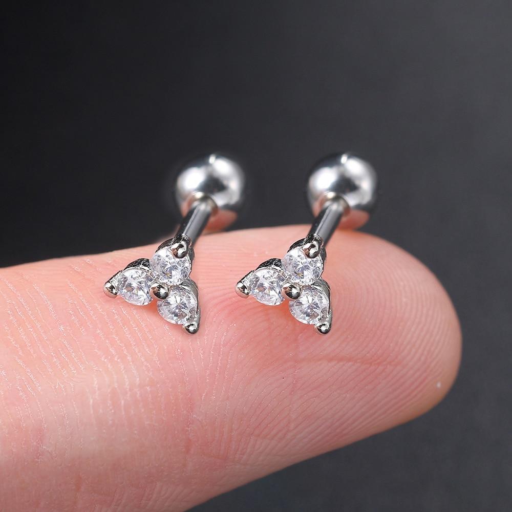 2 шт., минимальные серьги из нержавеющей стали с цирконом, женские и мужские спиральные серьги для козелка, хряща, раковины Daith, ювелирные изделия для пирсинга ушей