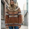 Женский оверсайз укороченный вязаный кардиган с капюшоном в стиле Fair Isle, мягкий теплый свитер-пальто, осенне-зимний, повседневный