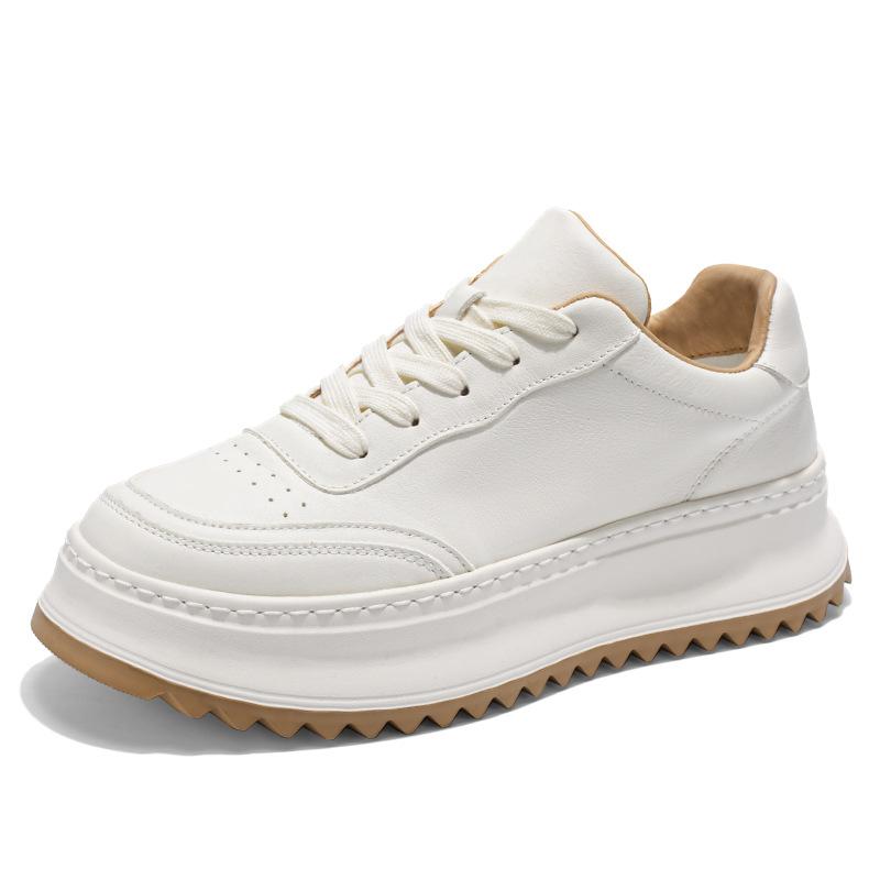 Мужские туфли Tide 2025 Весна Новые кожаные белые туфли Мужские повседневные туфли в стиле ретро высокого класса Мужские универсальные туфли из конской кожи