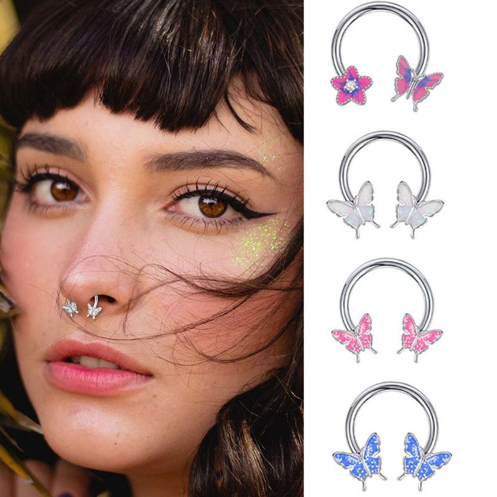 Панк-блеск, кольцо-бабочка в носу, спиральные кольца для перегородки носа, капельное масло, кольцо-бабочка в носу, женское