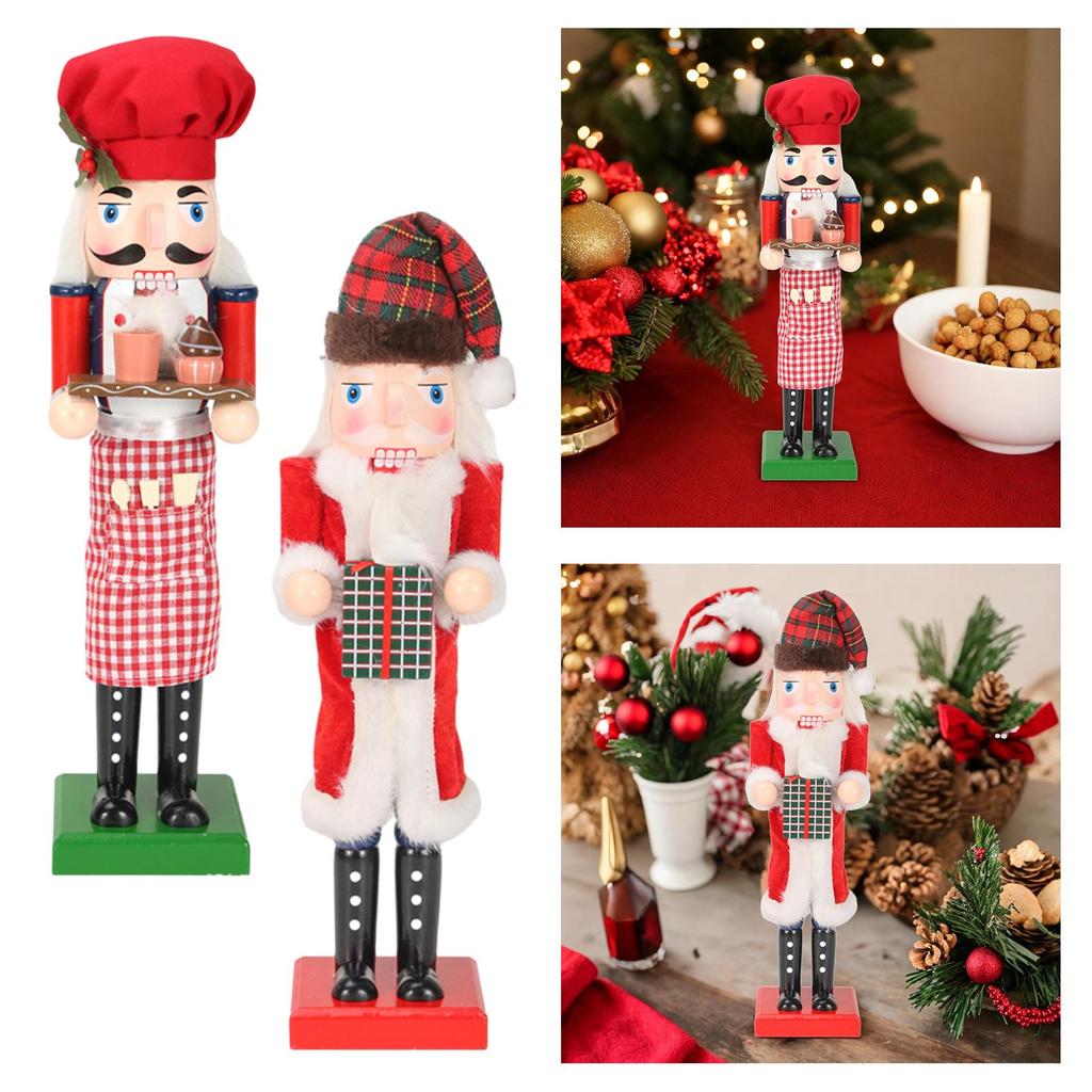 36cm Wooden Nutcracker Ornament Handpainted Scene Layout Accessories Party Favors Christmas Desktop Decoration Nutcracker Crafts