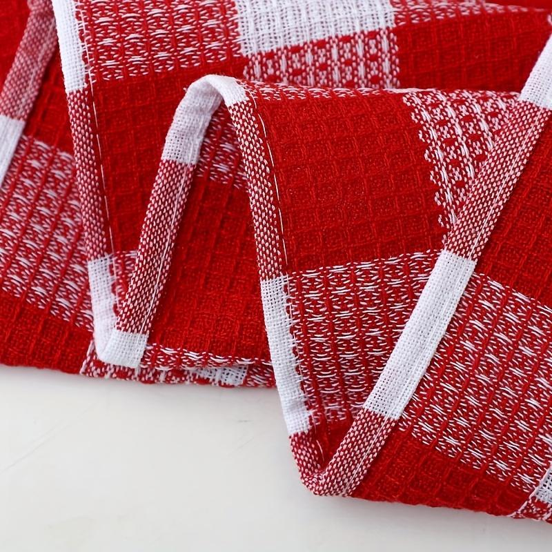 6pcs/set Grid Cotton Tea Towels Soft Breathable Kitchen Dishcloths Quick Dry Polyester Blend Household Supplies Towel Set