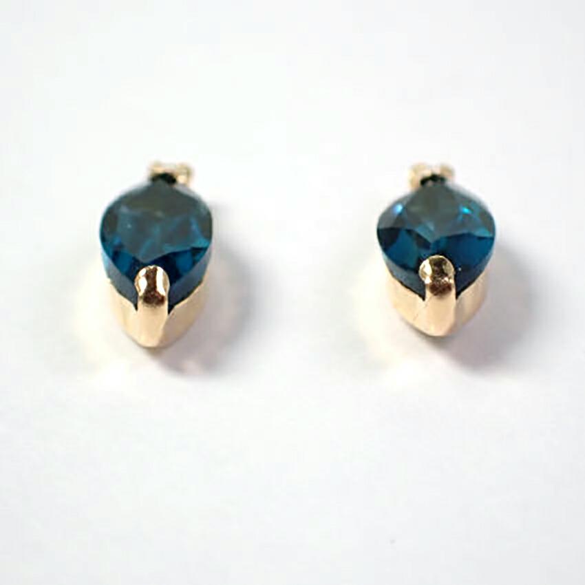 [New] K18 London Blue Topaz Diamond Marquise Earrings [i6-2]