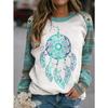 Women'S Retro Printed Family Geometric Figure Round Neck Short Long Sleeved Hoodie