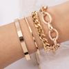 4pcs/set Combination Bracelet Gold Wide Opening Bracelet