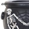 Decorative Flower Pot Witch Cauldron Planter, Gothic Skeleton Spider Web Pot, Relief Planter Halloween Plant for Succulents Cacti Small Plants Indoor