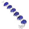 Sapphire (Simulated) Gemstone Handmade 925 Sterling Silver Bracelet 7-8" Q9y69