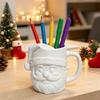Декорация для садовой клумбы 3D-печатный держатель для ручек Санта-Клаус с ручкой, Рождественский декоративный органайзер для канцелярских принадлежностей, Большое ручное искусство