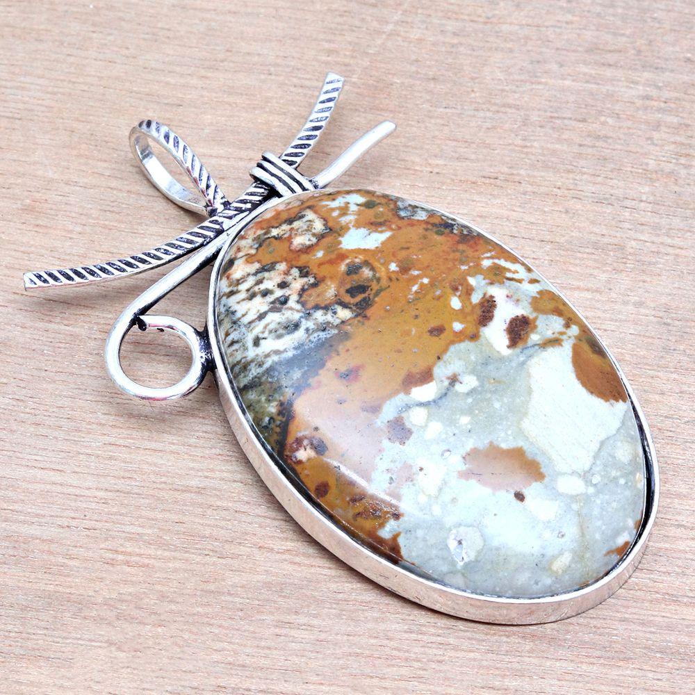 Pendant Malinga Jasper Gemstone Mother'Day Gift Silver Jewelry 2.25"