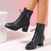 Crystal Women Snow Ankle Boots Pointed Toe Mid Heels Shoes Designer Lace Up Winter Chelsea Boots Trend Goth Mujer Zapatos