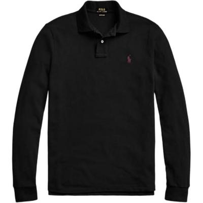 Polo Однотонная рубашка поло с вышивкой пони, с длинным рукавом, мужская, топы, черный 710686233016
