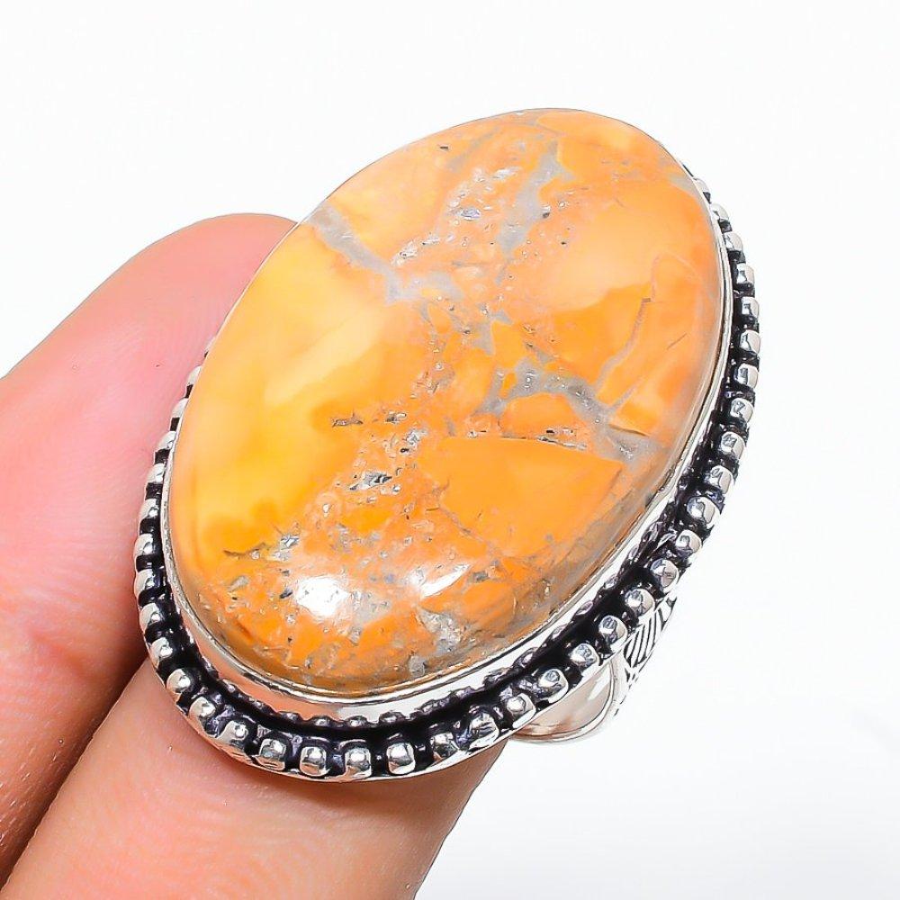 Malinga Jasper Gemstone 925 Sterling Silver Gift Jewelry Ring Size 8.5