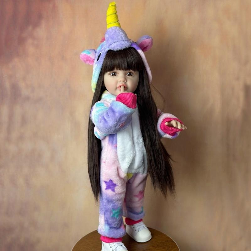 55 CM Lifelike Full Vinyl Body Reborn Baby Girl Doll Betty Straight Leg Alive Newborn Bebe Doll Lovely Kid's Playmate Toy Xmas Birthday Surprise Gifts