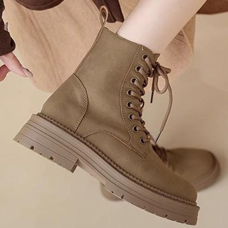 Модные светло-коричневые темно-коричневые короткие ботинки SyfIyno на толстой подошве для большего комфорта и тепла. Уличные ботинки. Осень-зима. Новые стили.