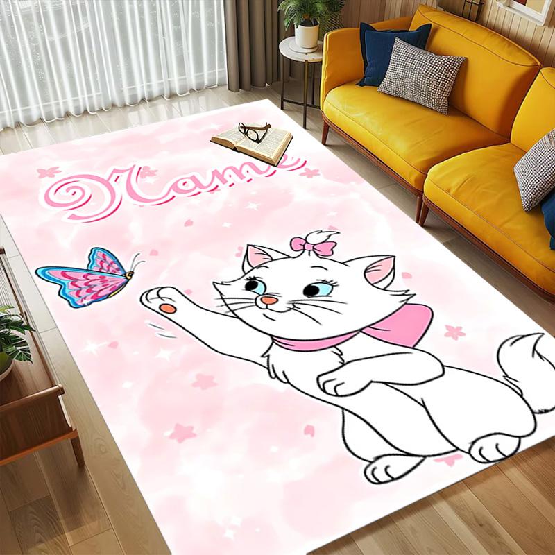 Personalized Name Cat Love Living Room Non-Slip Area Rug Soft Carpet for Bedroom Kids Playroom Sofa Office Home Decor Doormat