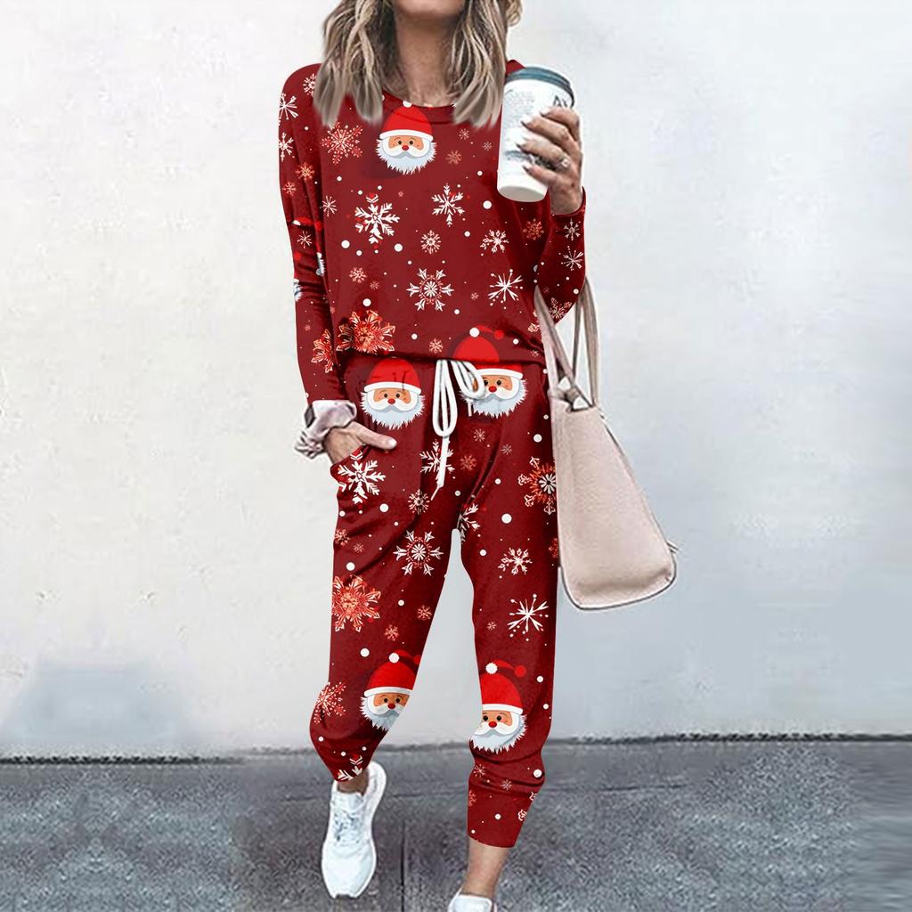 Наборы для женщин, комплекты из 2 предметов, рубашки с длинными рукавами и круглым вырезом, спортивные штаны на шнурке, карманные комплекты