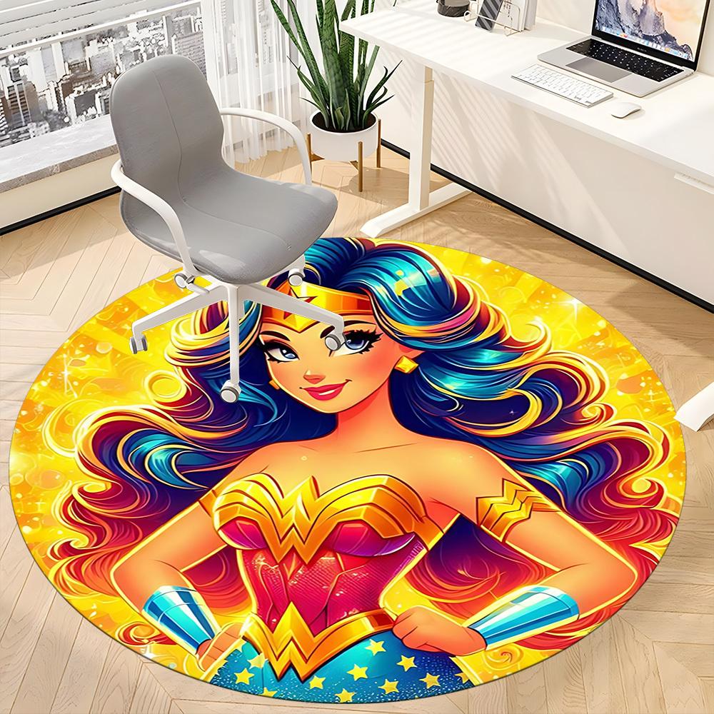 1pc Wonder Woman, Superhero Chair Carpet for Office Non-Slip, Indoor Non-Slip Washable Carpet, Non-Shedding Mat For Officeyy251030098