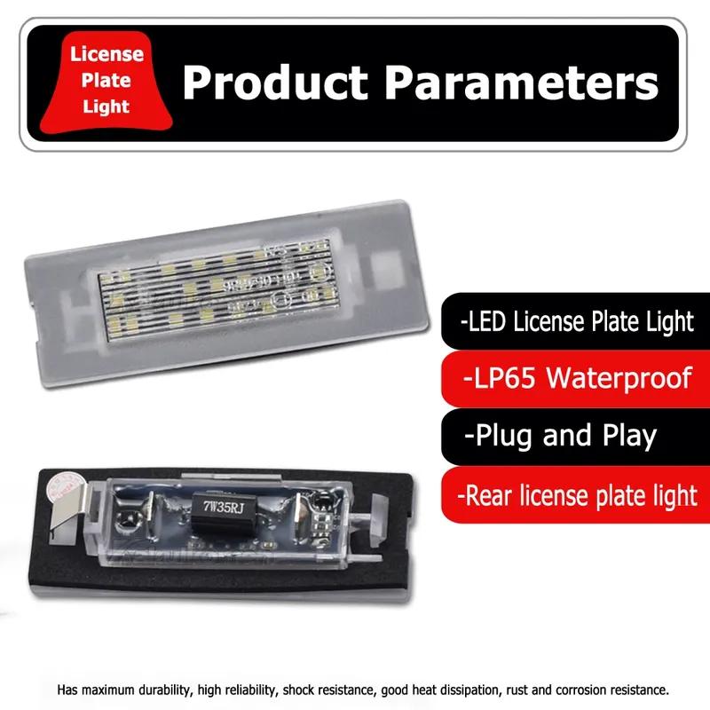2pcs Canbus For FIAT Panda MK3 MK4 Typ 169 312 319 2003-2012 LED License Number Plate Light Lamp White 12v OEM#:71734797