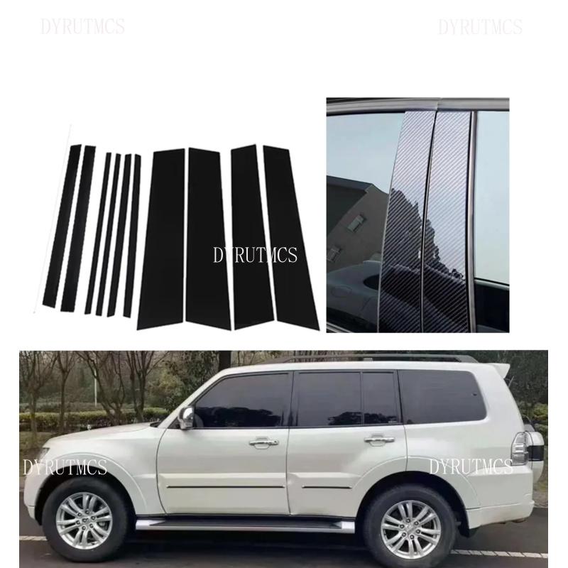 Глянцевый Черный Серебристый Карбоновый Стойка Двери Подходит Для Mitsubishi Pajero V79 V93 V97 2007-2021 Накладка на Стойку Двери Окна BC Наклейка