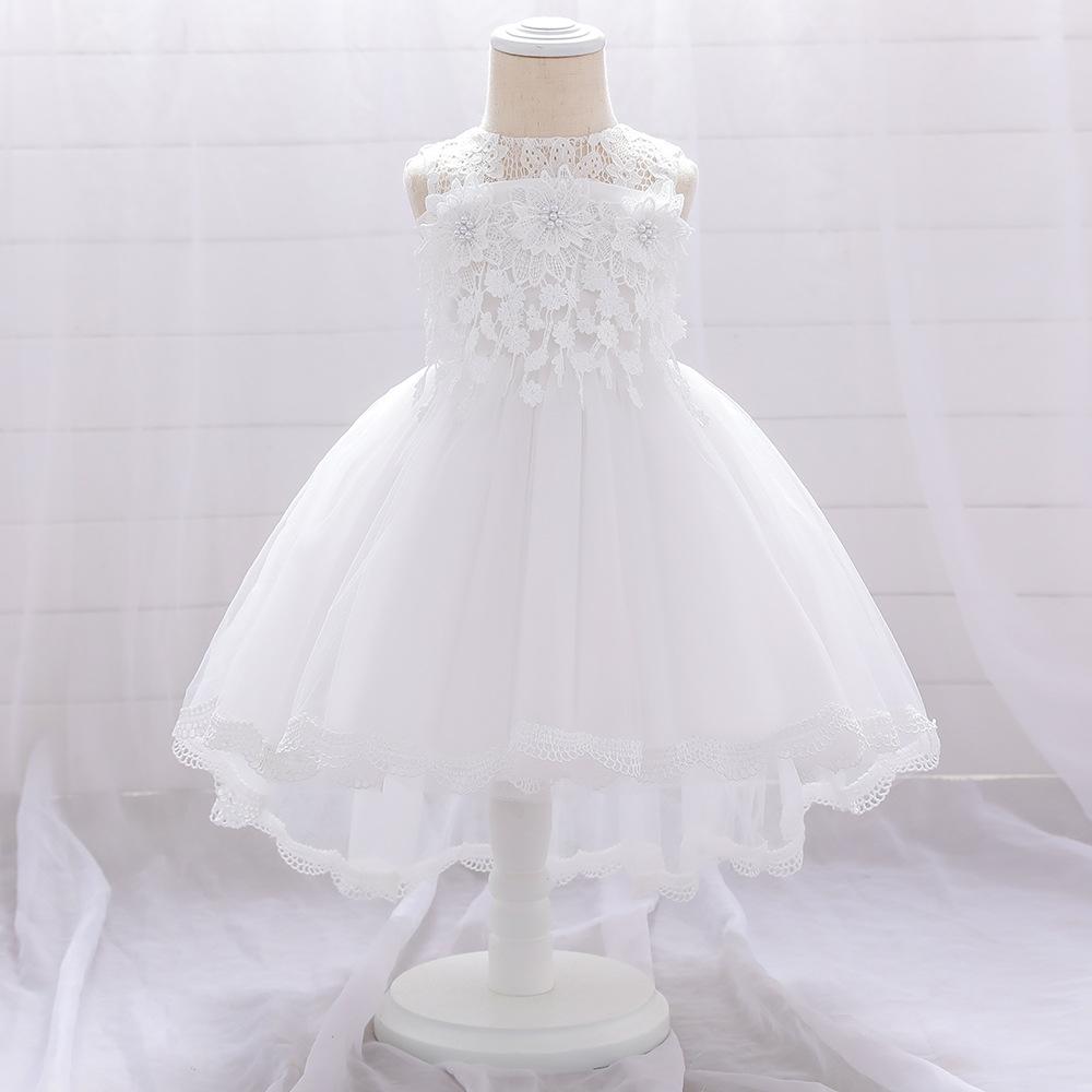 Toddler Christening Embroidery Birthday Baby Girl Ceremony Puff Sleeve Flower Party Princess Wedding Gown Costume