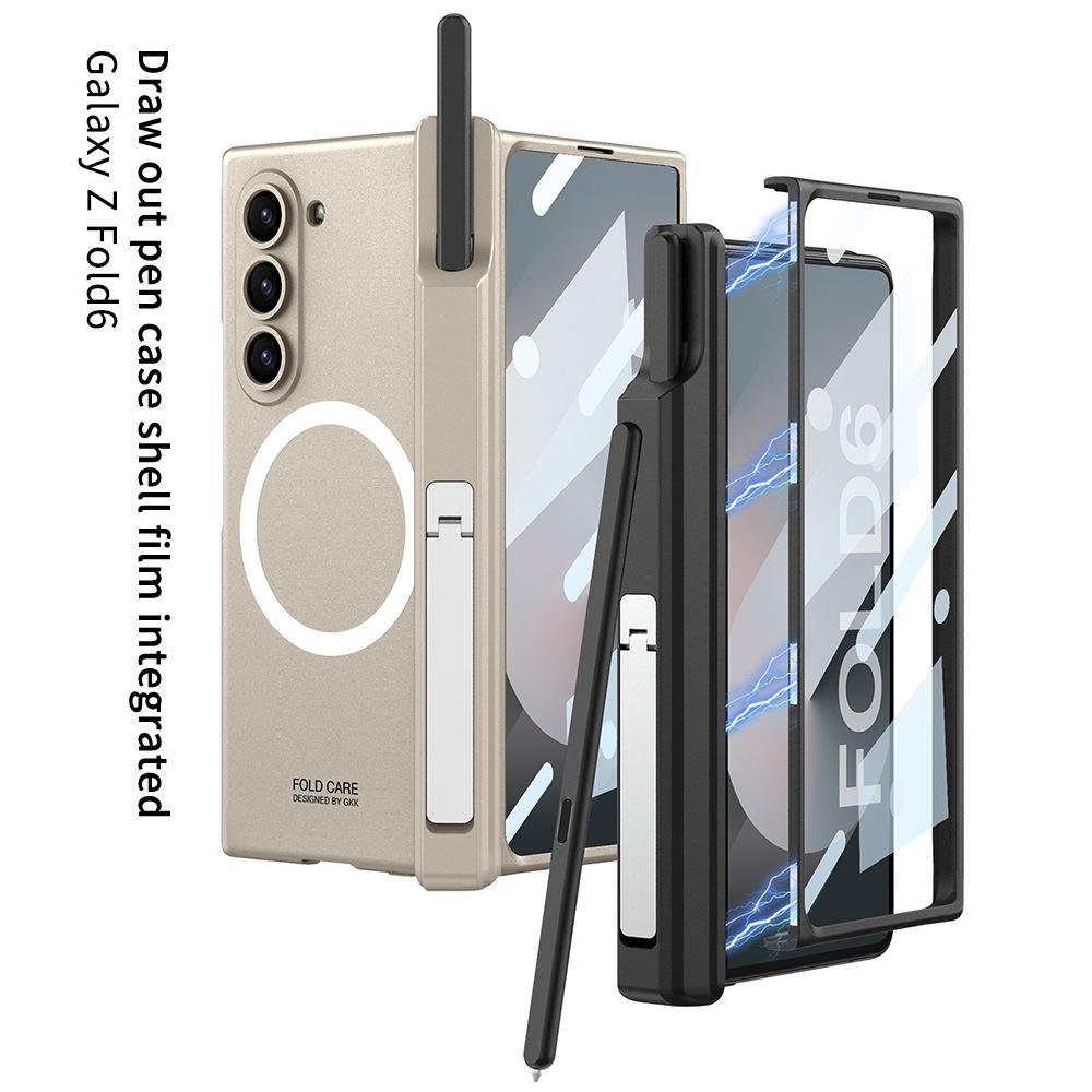 Чехол для мобильного телефона Samsung Z Fold6 с магнитной адсорбцией, беспроводной зарядкой, чехол для стилуса с подставкой, цельный корпус с плёнкой на петле