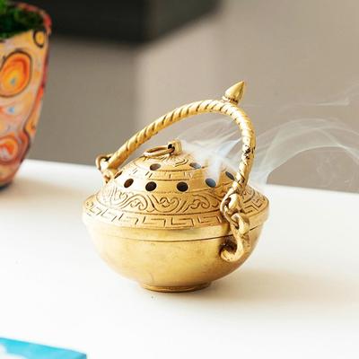 Латунная подставка для благовоний 'Inayaat' (Чистая латунь, 4,2 дюйма,) | Изогнутая вручную латунная дхуна дани арти лобан дани благовоние горелка для пуджи дхуп дани