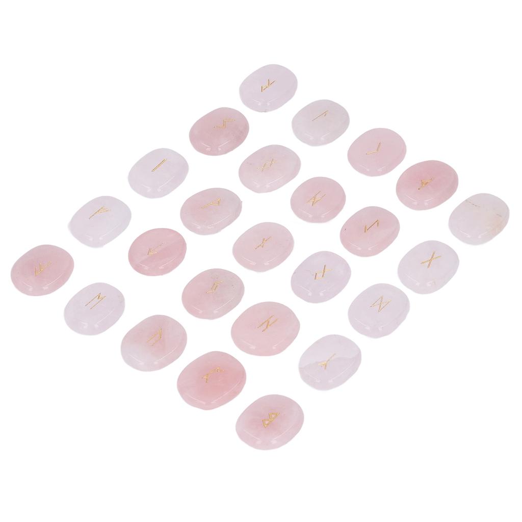 25 Pcs Natural Rune Stones Set Smoother Polished Engraved Meditation Stones Set for Divination