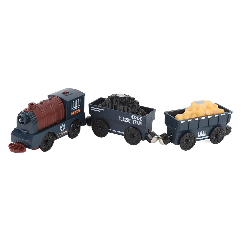 3pcs Toddler Train Set Toy Retro Electric Train Playset Classic Blue Small Train Toy for Kids