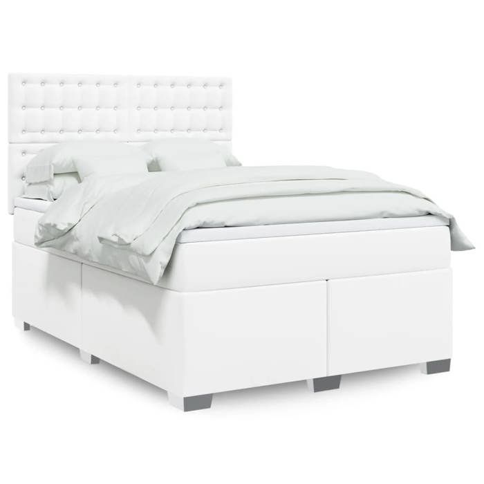 Maison Exclusive - Sommier à lattes de lit avec matelas Blanc 160x200cm Similicuir