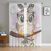 Cartoon Cute Owl Chiffon Sheer Curtains For Living Room Bedroom Decoration Window Tulle Curtains Drapes