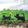 Garden Cat Signs Metal Black Cat Silhouette Statues Bird Repellent Outdoor Decor Cat Mother And Kids Signs
