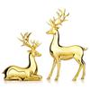 1 пара фигурок оленей, домашний декор, настольная, стоящая, коленопреклоненная поза, статуэтка, европейский стиль, изделие из смолы, золото
