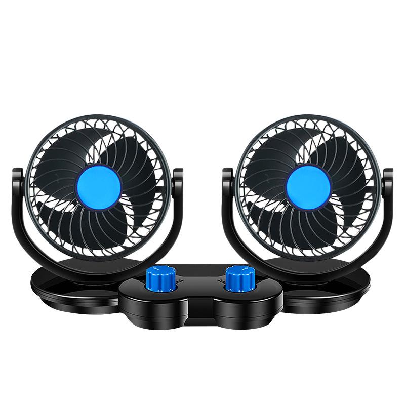 Dual Head 12V/4V/USB Car Fan with Double Control and High Wind Power