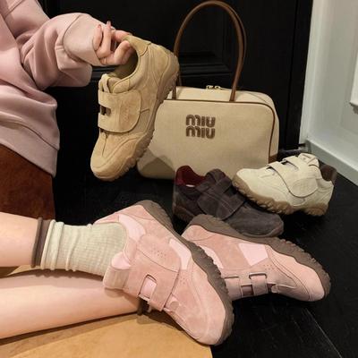 Ziyan 5 см увеличивающие рост моральные тренировочные туфли женские розовые персиковые на липучке ретро универсальные нишевые Forrest Gump на платформе повседневные спортивные туфли