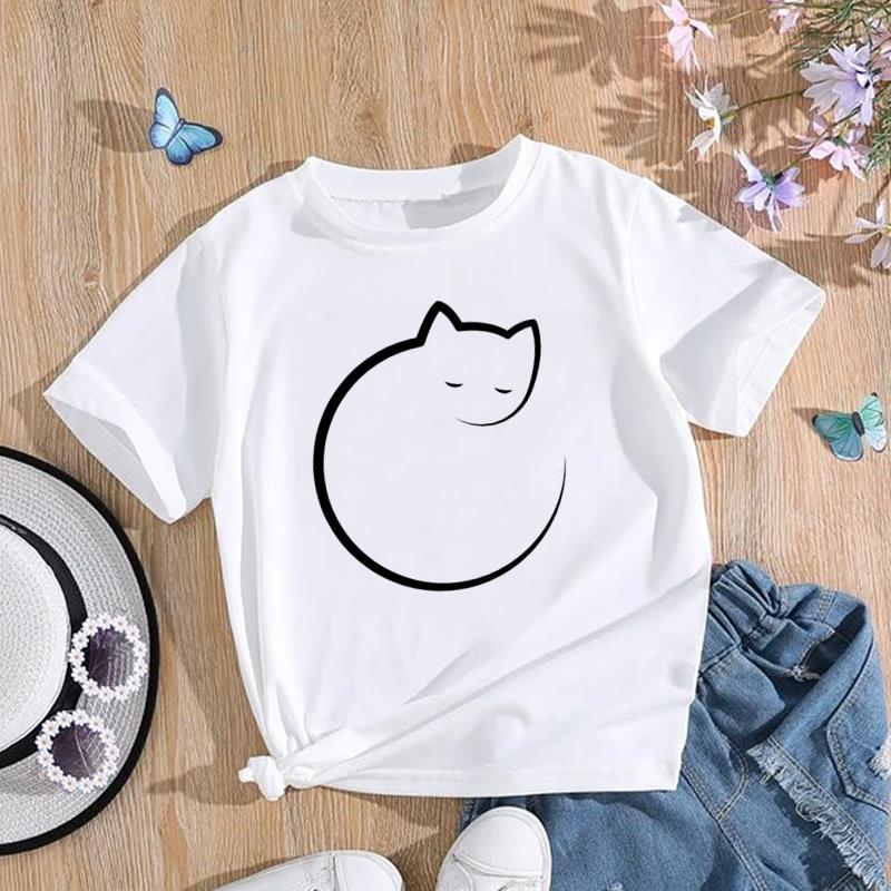 (Asian Size) T Shirt Women Cat Sweet Pet Trend Animal Sweet Print Tee Top Fashion Female Clothing Short Sleeve Graphic T-shirts