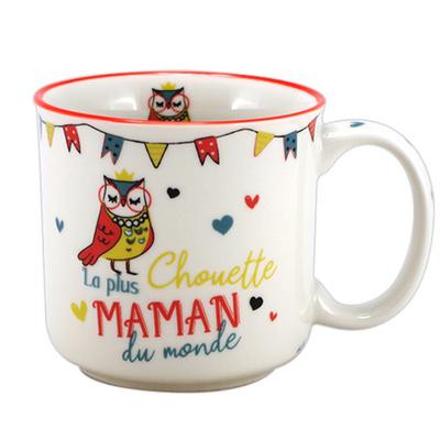 [R6805] - Фарфоровая кружка на тимбале "Маман" (самая милая мама в мире) - 86x84мм (30 мл)