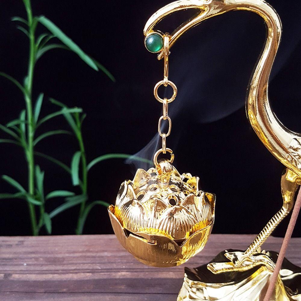 Цинк цинковый сплав ремесло Лотос журавль подвесная печь форма журавля антикварный подвесной поднос для благовоний чайный зал