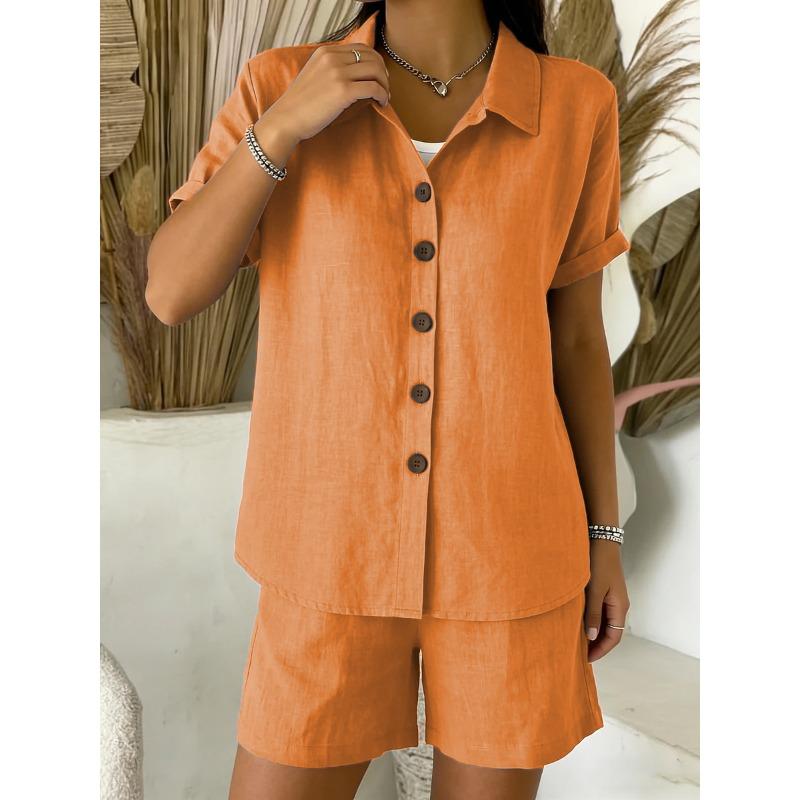 GMXIA Women's Fashion Casual Summer Spring Short Sleeve V Neck Pants Suits