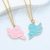 2Pcs Friendship Necklace Love Wings Patchwork Pendant Letter Print Charm Necklace Fine Workmanship Necklace Jewelry Gift